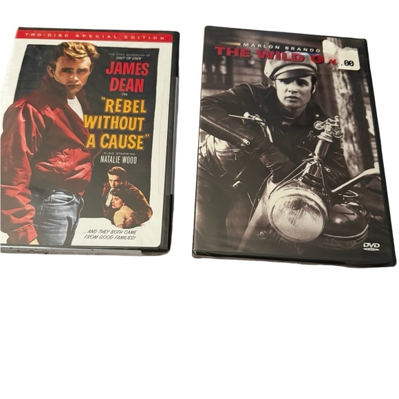 NEW! CLASSIC MOVIE bundle of 2 Rebel without a Cause and The Wild One NWT Cinema - Picture 1 of 5